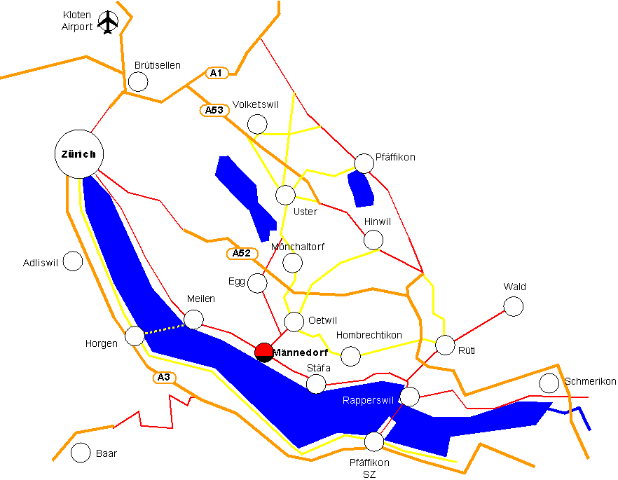 Anfahrtsplan Region Z&uuml;richsee