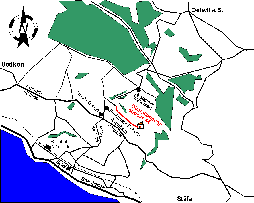 Anfahrtsplan M&auml;nnedorf und Umgebung